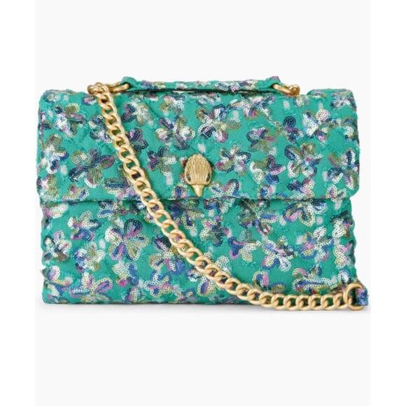 Kurt Geiger London large kensington soft bag*Teal Sequins*Retail $300 - Picture 1 of 3